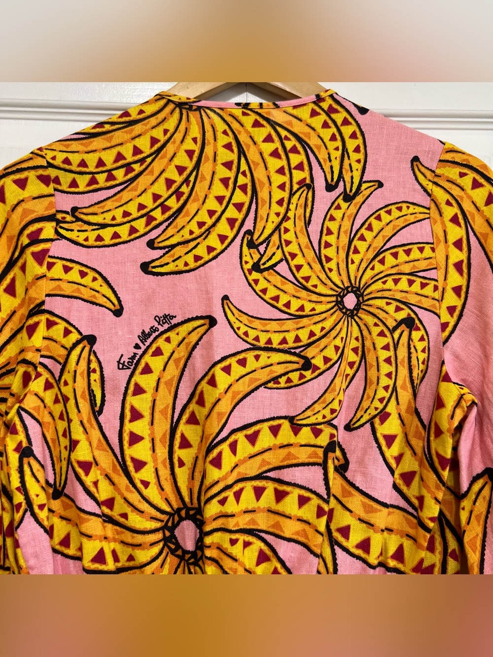 Farm Rio Banana Floral Linen Drawstring Romper Small - Picture 10 of 16